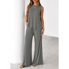 image:imagePRETTYGARDEN Womens 2026 Two Piece Matching Lounge Sets Asymmetrical Split Tank Tops Wide Leg Pants Summer Outfits TracksuitGrey