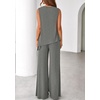 image:imagePRETTYGARDEN Womens 2026 Two Piece Matching Lounge Sets Asymmetrical Split Tank Tops Wide Leg Pants Summer Outfits TracksuitGrey
