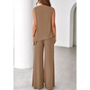 image:imagePRETTYGARDEN Womens 2026 Two Piece Matching Lounge Sets Asymmetrical Split Tank Tops Wide Leg Pants Summer Outfits TracksuitKhaki