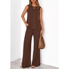 image:imagePRETTYGARDEN Womens 2026 Two Piece Matching Lounge Sets Asymmetrical Split Tank Tops Wide Leg Pants Summer Outfits TracksuitLight Coffee
