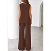 image:imagePRETTYGARDEN Womens 2026 Two Piece Matching Lounge Sets Asymmetrical Split Tank Tops Wide Leg Pants Summer Outfits TracksuitLight Coffee