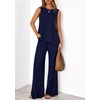 image:imagePRETTYGARDEN Womens 2026 Two Piece Matching Lounge Sets Asymmetrical Split Tank Tops Wide Leg Pants Summer Outfits TracksuitNavy Blue