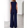 image:imagePRETTYGARDEN Womens 2026 Two Piece Matching Lounge Sets Asymmetrical Split Tank Tops Wide Leg Pants Summer Outfits TracksuitNavy Blue