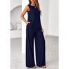 image:imagePRETTYGARDEN Womens 2026 Two Piece Matching Lounge Sets Asymmetrical Split Tank Tops Wide Leg Pants Summer Outfits TracksuitNavy Blue