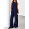 image:imagePRETTYGARDEN Womens 2026 Two Piece Matching Lounge Sets Asymmetrical Split Tank Tops Wide Leg Pants Summer Outfits TracksuitNavy Blue