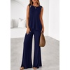 image:imagePRETTYGARDEN Womens 2026 Two Piece Matching Lounge Sets Asymmetrical Split Tank Tops Wide Leg Pants Summer Outfits TracksuitNavy Blue