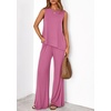 image:imagePRETTYGARDEN Womens 2026 Two Piece Matching Lounge Sets Asymmetrical Split Tank Tops Wide Leg Pants Summer Outfits TracksuitPink