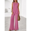 image:imagePRETTYGARDEN Womens 2026 Two Piece Matching Lounge Sets Asymmetrical Split Tank Tops Wide Leg Pants Summer Outfits TracksuitPink