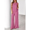 image:imagePRETTYGARDEN Womens 2026 Two Piece Matching Lounge Sets Asymmetrical Split Tank Tops Wide Leg Pants Summer Outfits TracksuitPink