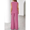 image:imagePRETTYGARDEN Womens 2026 Two Piece Matching Lounge Sets Asymmetrical Split Tank Tops Wide Leg Pants Summer Outfits TracksuitPink