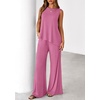 image:imagePRETTYGARDEN Womens 2026 Two Piece Matching Lounge Sets Asymmetrical Split Tank Tops Wide Leg Pants Summer Outfits TracksuitPink