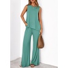 image:imagePRETTYGARDEN Womens 2026 Two Piece Matching Lounge Sets Asymmetrical Split Tank Tops Wide Leg Pants Summer Outfits TracksuitSage Green