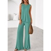 image:imagePRETTYGARDEN Womens 2026 Two Piece Matching Lounge Sets Asymmetrical Split Tank Tops Wide Leg Pants Summer Outfits TracksuitSage Green