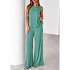 image:imagePRETTYGARDEN Womens 2026 Two Piece Matching Lounge Sets Asymmetrical Split Tank Tops Wide Leg Pants Summer Outfits TracksuitSage Green