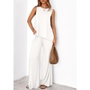 image:imagePRETTYGARDEN Womens 2026 Two Piece Matching Lounge Sets Asymmetrical Split Tank Tops Wide Leg Pants Summer Outfits TracksuitWhite