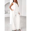 image:imagePRETTYGARDEN Womens 2026 Two Piece Matching Lounge Sets Asymmetrical Split Tank Tops Wide Leg Pants Summer Outfits TracksuitWhite