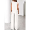 image:imagePRETTYGARDEN Womens 2026 Two Piece Matching Lounge Sets Asymmetrical Split Tank Tops Wide Leg Pants Summer Outfits TracksuitWhite