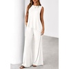 image:imagePRETTYGARDEN Womens 2026 Two Piece Matching Lounge Sets Asymmetrical Split Tank Tops Wide Leg Pants Summer Outfits TracksuitWhite