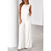 image:imagePRETTYGARDEN Womens 2026 Two Piece Matching Lounge Sets Asymmetrical Split Tank Tops Wide Leg Pants Summer Outfits TracksuitWhite