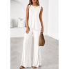 image:imagePRETTYGARDEN Womens 2026 Two Piece Matching Lounge Sets Asymmetrical Split Tank Tops Wide Leg Pants Summer Outfits TracksuitWhite