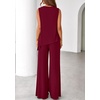 image:imagePRETTYGARDEN Womens 2026 Two Piece Matching Lounge Sets Asymmetrical Split Tank Tops Wide Leg Pants Summer Outfits TracksuitWine Red