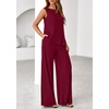 image:imagePRETTYGARDEN Womens 2026 Two Piece Matching Lounge Sets Asymmetrical Split Tank Tops Wide Leg Pants Summer Outfits TracksuitWine Red