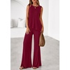 image:imagePRETTYGARDEN Womens 2026 Two Piece Matching Lounge Sets Asymmetrical Split Tank Tops Wide Leg Pants Summer Outfits TracksuitWine Red