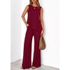 image:imagePRETTYGARDEN Womens 2026 Two Piece Matching Lounge Sets Asymmetrical Split Tank Tops Wide Leg Pants Summer Outfits TracksuitWine Red
