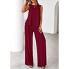image:imagePRETTYGARDEN Womens 2026 Two Piece Matching Lounge Sets Asymmetrical Split Tank Tops Wide Leg Pants Summer Outfits TracksuitWine Red