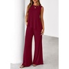 image:imagePRETTYGARDEN Womens 2026 Two Piece Matching Lounge Sets Asymmetrical Split Tank Tops Wide Leg Pants Summer Outfits TracksuitWine Red