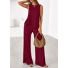 image:imagePRETTYGARDEN Womens 2026 Two Piece Matching Lounge Sets Asymmetrical Split Tank Tops Wide Leg Pants Summer Outfits TracksuitWine Red
