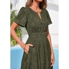 image:imagePRETTYGARDEN Womens Maxi Dress 2026 Floral Summer Spring Embroidered Boho Short Sleeve V Neck A Line Wedding Guest DressesArmy Green