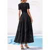 image:imagePRETTYGARDEN Womens Maxi Dress 2026 Floral Summer Spring Embroidered Boho Short Sleeve V Neck A Line Wedding Guest DressesBlack