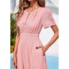 image:imagePRETTYGARDEN Womens Maxi Dress 2026 Floral Summer Spring Embroidered Boho Short Sleeve V Neck A Line Wedding Guest DressesPink