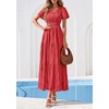 image:imagePRETTYGARDEN Womens Maxi Dress 2026 Floral Summer Spring Embroidered Boho Short Sleeve V Neck A Line Wedding Guest DressesRed