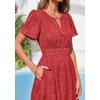 image:imagePRETTYGARDEN Womens Maxi Dress 2026 Floral Summer Spring Embroidered Boho Short Sleeve V Neck A Line Wedding Guest DressesRed