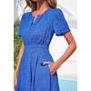 image:imagePRETTYGARDEN Womens Maxi Dress 2026 Floral Summer Spring Embroidered Boho Short Sleeve V Neck A Line Wedding Guest DressesRoyal Blue