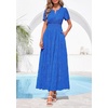image:imagePRETTYGARDEN Womens Maxi Dress 2026 Floral Summer Spring Embroidered Boho Short Sleeve V Neck A Line Wedding Guest DressesRoyal Blue