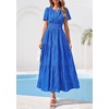 image:imagePRETTYGARDEN Womens Maxi Dress 2026 Floral Summer Spring Embroidered Boho Short Sleeve V Neck A Line Wedding Guest DressesRoyal Blue