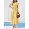 image:imagePRETTYGARDEN Womens Maxi Dress 2026 Floral Summer Spring Embroidered Boho Short Sleeve V Neck A Line Wedding Guest DressesYellow