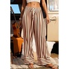 image:imagePRETTYGARDEN Womens Palazzo Pants 2026 Summer Striped Wide Leg Trousers Elastic Waist Flowy Lounge Pant PocketsStriped Apricot Red Brown