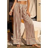 image:imagePRETTYGARDEN Womens Palazzo Pants 2026 Summer Striped Wide Leg Trousers Elastic Waist Flowy Lounge Pant PocketsStriped Apricot Red Brown