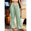 image:imagePRETTYGARDEN Womens Palazzo Pants 2026 Summer Striped Wide Leg Trousers Elastic Waist Flowy Lounge Pant PocketsStriped Green White