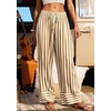 image:imagePRETTYGARDEN Womens Palazzo Pants 2026 Summer Striped Wide Leg Trousers Elastic Waist Flowy Lounge Pant PocketsStriped Khaki