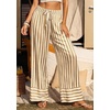 image:imagePRETTYGARDEN Womens Palazzo Pants 2026 Summer Striped Wide Leg Trousers Elastic Waist Flowy Lounge Pant PocketsStriped Khaki
