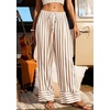 image:imagePRETTYGARDEN Womens Palazzo Pants 2026 Summer Striped Wide Leg Trousers Elastic Waist Flowy Lounge Pant PocketsStriped Khaki White