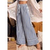 image:imagePRETTYGARDEN Womens Palazzo Pants 2026 Summer Striped Wide Leg Trousers Elastic Waist Flowy Lounge Pant PocketsStriped Navy White