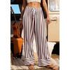 image:imagePRETTYGARDEN Womens Palazzo Pants 2026 Summer Striped Wide Leg Trousers Elastic Waist Flowy Lounge Pant PocketsStriped White Brown