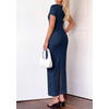 image:imagePRETTYGARDEN Womens Ruched Maxi Dress 2026 Summer Short Sleeve Asymmetric Neck Back Slit Bodycon Cocktail Party Long DressesNavy Blue