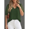 image:imagePRETTYGARDEN Womens Tops Dressy Casual Puff Sleeve Chiffon Blouses V Neck Business Work Shirts 2026 Summer Fashion ClothingArmy Green